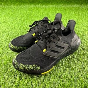 Adidas Ultraboost 22 Cushion Running Shoes Black Solar Yellow US Men’s Sz 8 EUC